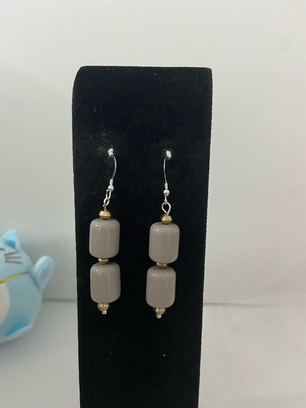 gray bead earrings